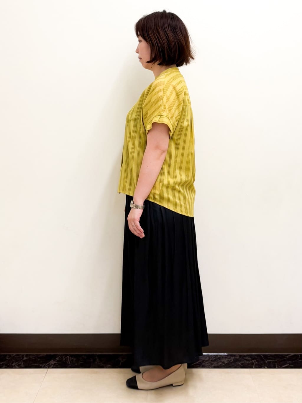 ミヨさんの「Reflect｜【洗える】ドビーストライプブラウス」を使ったコーディネート