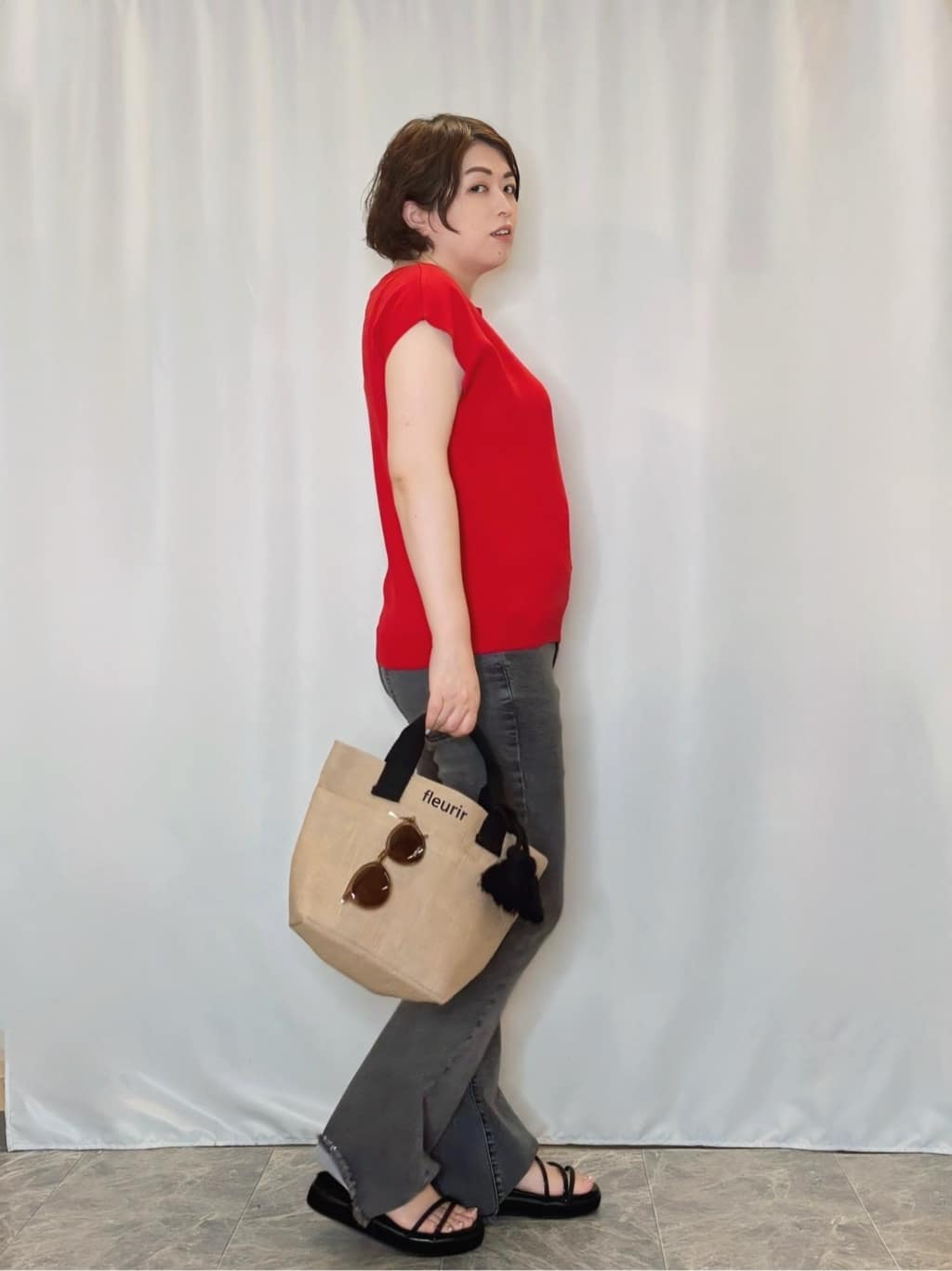 たみさんの「SHOO･LA･RUE｜【洗える/S-LL/ひんやり】さらりと好印象　総針フレンチスリーブニット」を使ったコーディネート