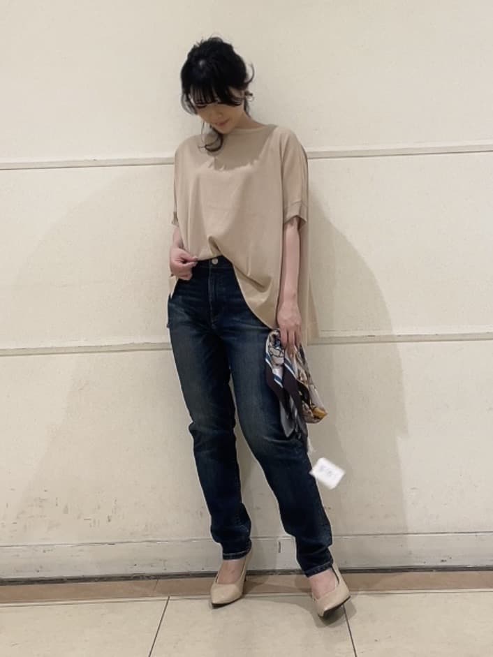 watanabeさんの「UNTITLED｜◆【体型カバー/手洗い可】コットンリネン ワイドプルオーバーニット」を使ったコーディネート