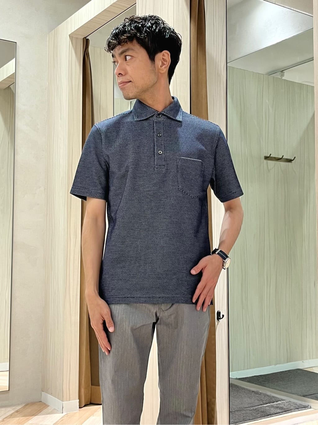 URAさんの「TAKEO KIKUCHI｜【全7サイズ&times;8色展開！】トップマルチヘリンボン パンツ」を使ったコーディネート