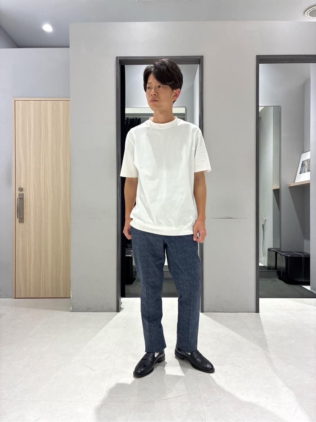 わいずみさんの「TAKEO KIKUCHI｜【抗菌防臭】COOL DOTS（R）ドビープリント ジャケット」を使ったコーディネート