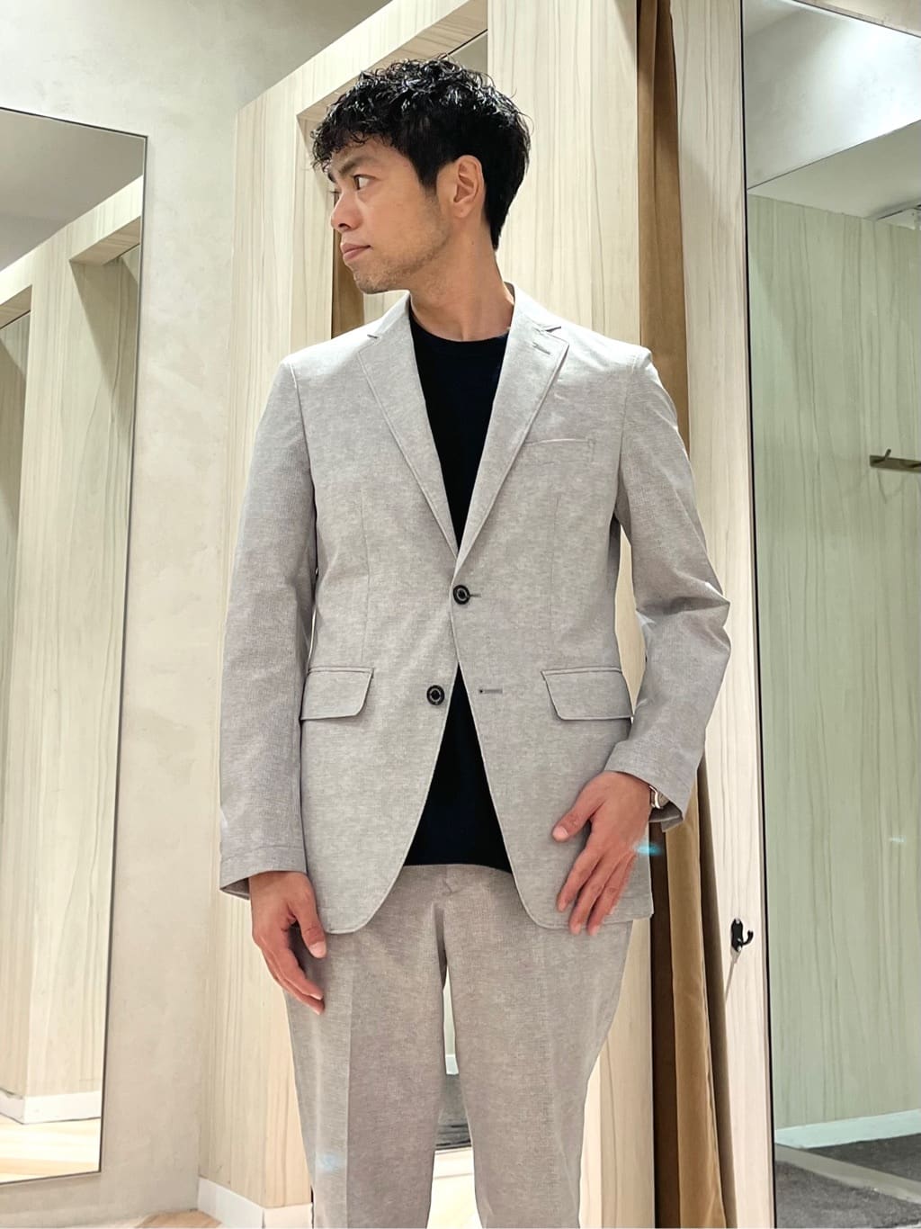 URAさんの「TAKEO KIKUCHI｜【抗菌防臭】COOL DOTS（R）ドビープリント ジャケット」を使ったコーディネート