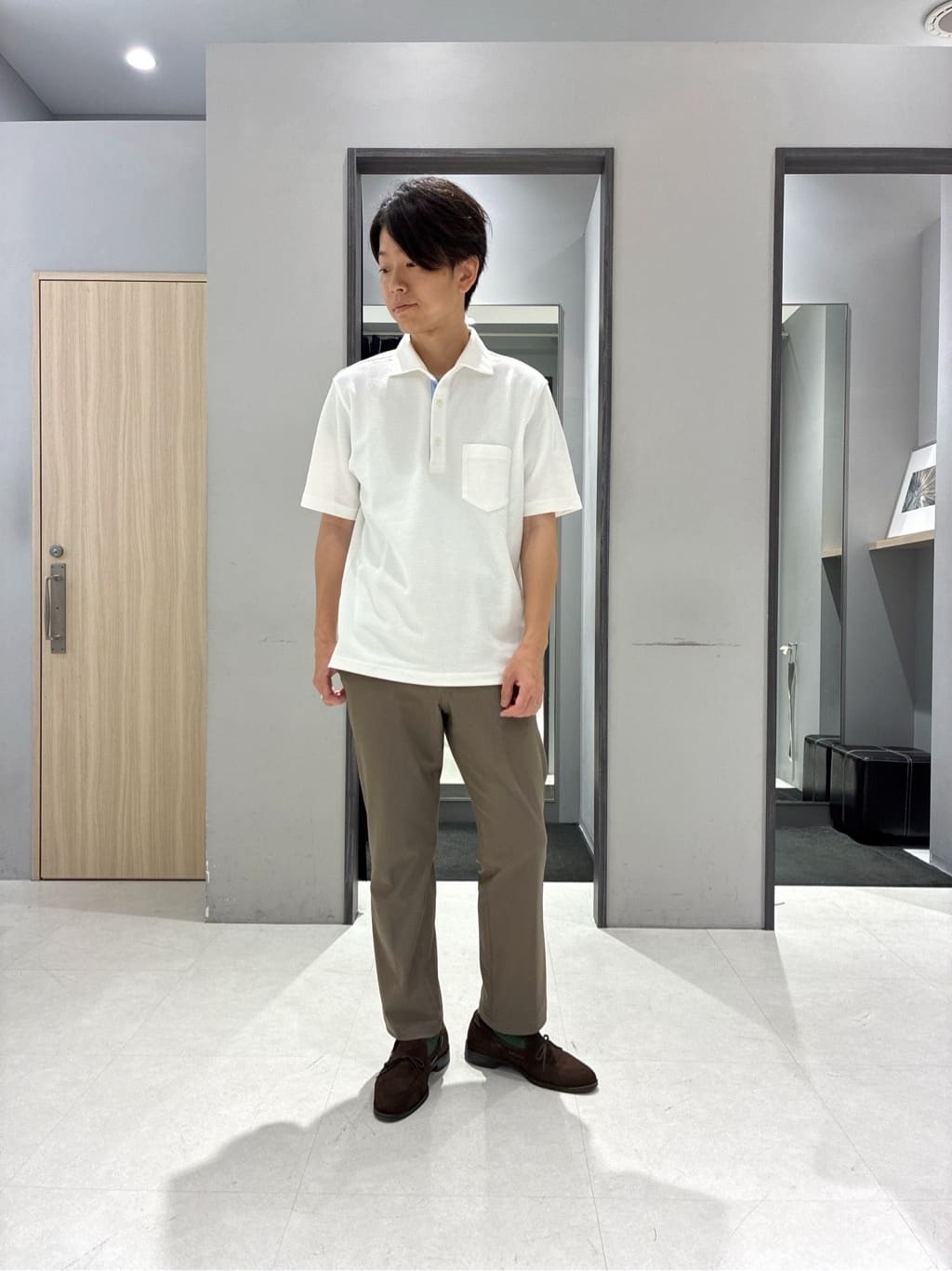わいずみさんの「TAKEO KIKUCHI｜【抗菌防臭／9色5サイズ展開】ハニカムメランジ ポロシャツ」を使ったコーディネート