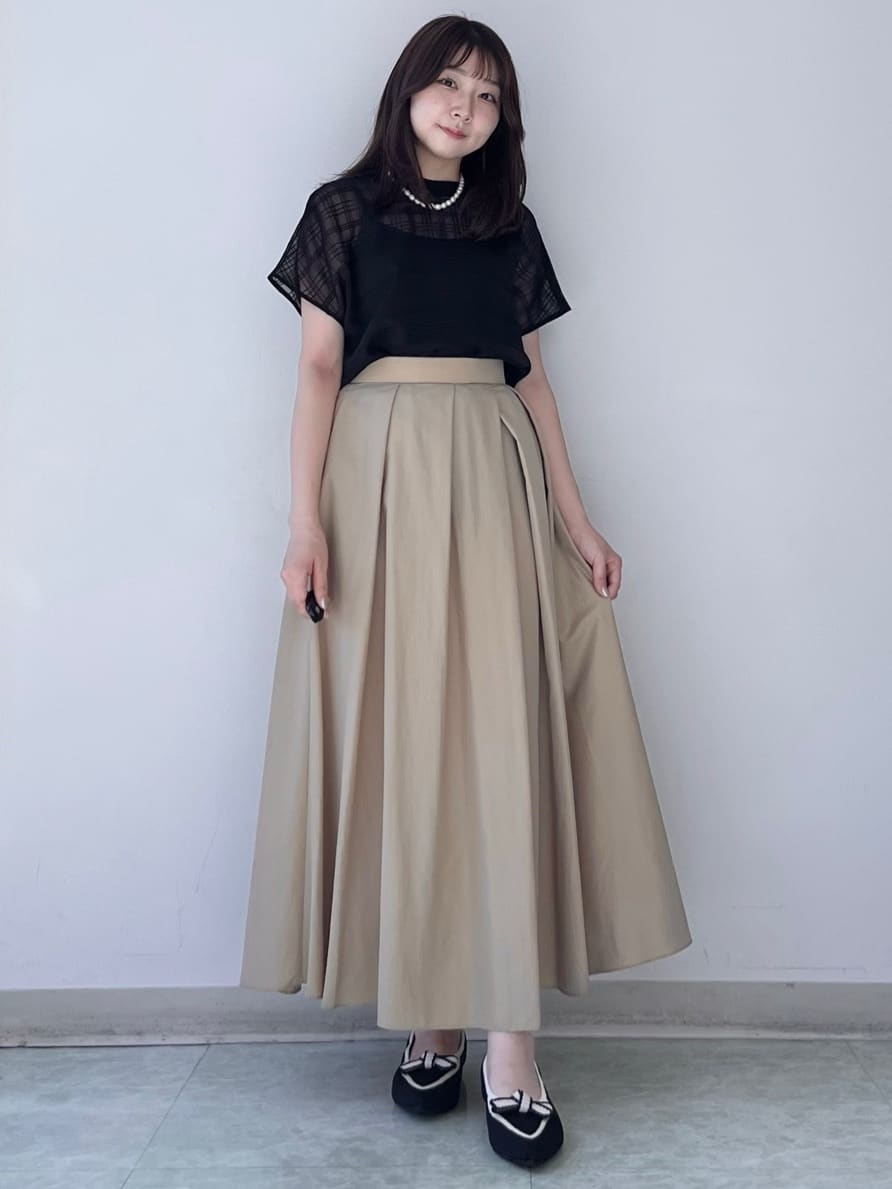 KAHOさんの「UNTITLED｜【シアー】チェックスタンドネックブラウス」を使ったコーディネート