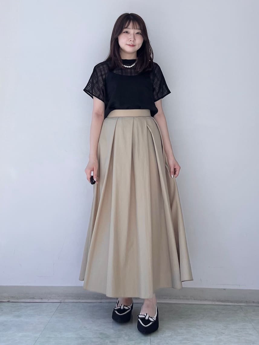 KAHOさんの「UNTITLED｜【シアー】チェックスタンドネックブラウス」を使ったコーディネート