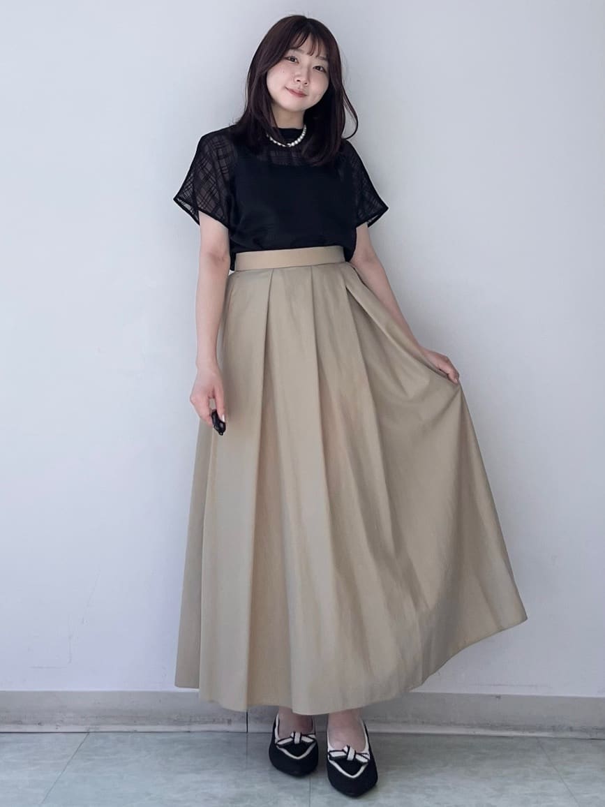 KAHOさんの「UNTITLED｜【シアー】チェックスタンドネックブラウス」を使ったコーディネート