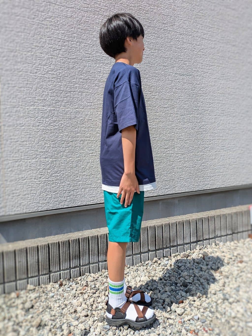 4410さんの「THE SHOP TK｜【110－160】レイヤード風半袖Tシャツ/洗濯機OK」を使ったコーディネート