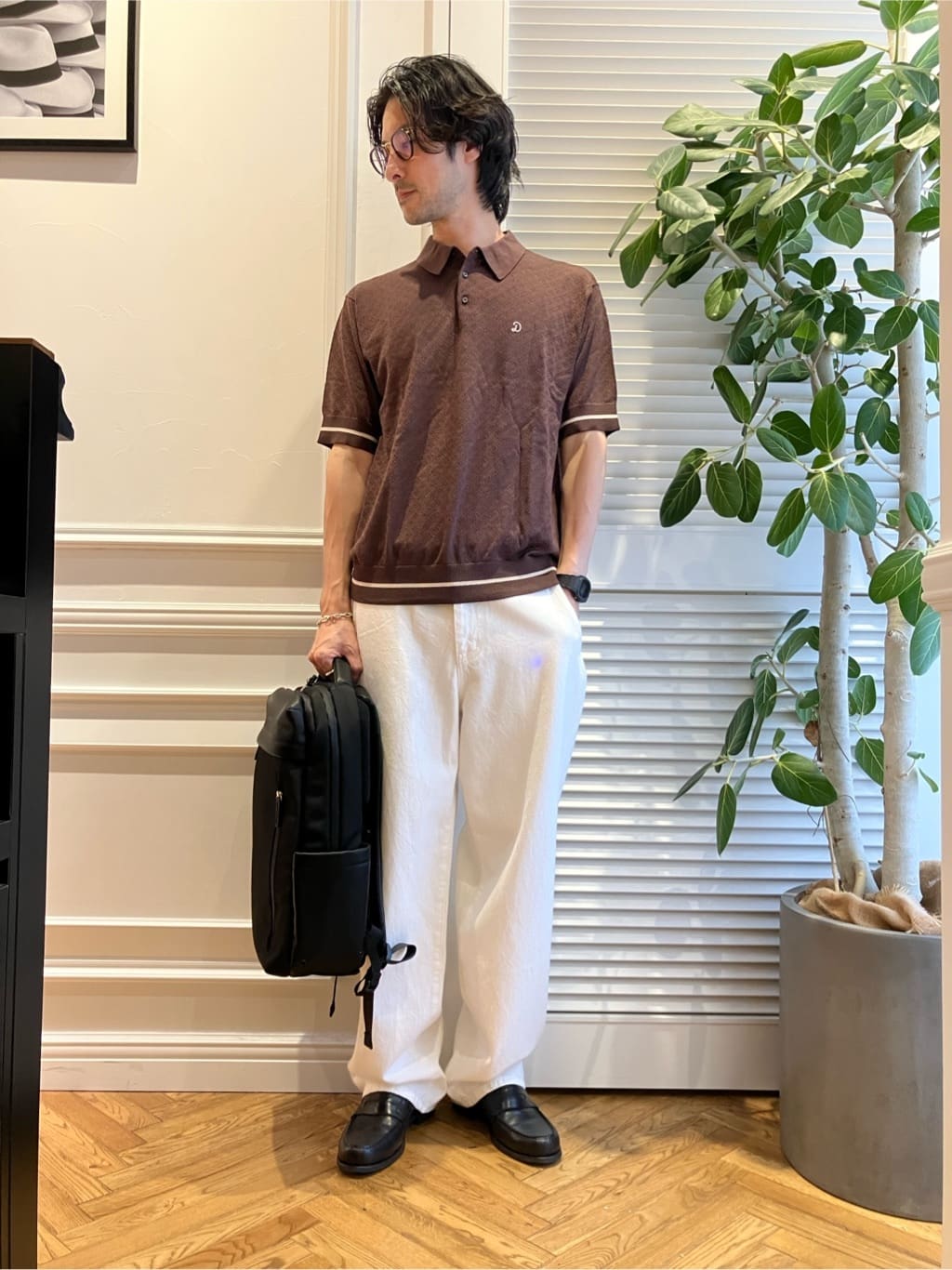 junyaさんの「DRESSTERIOR｜レースジャカード ニットポロ」を使ったコーディネート