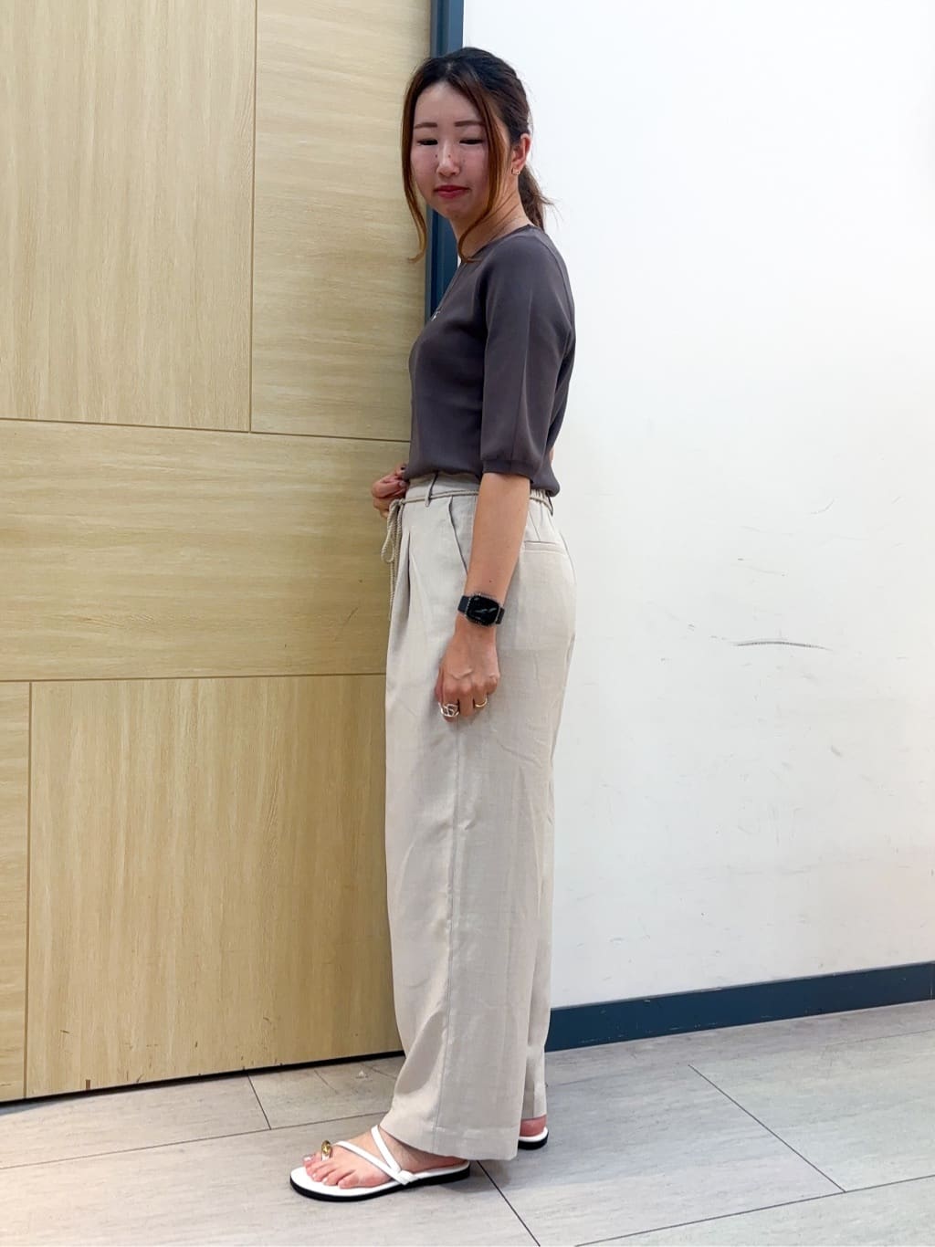 nanaさんの「grove｜ひんやり多機能・やわらかドライタッチ五分袖プルオーバー」を使ったコーディネート