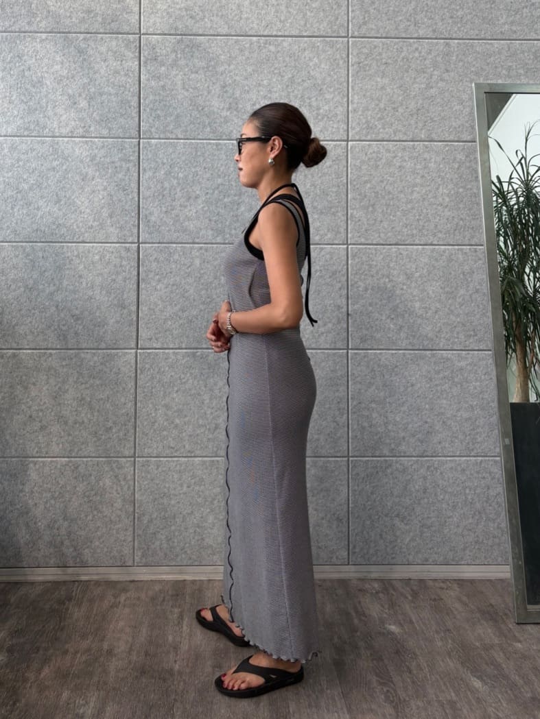 ibuさんの「CODE A｜【Cup-in】chic border jersey dress」を使ったコーディネート