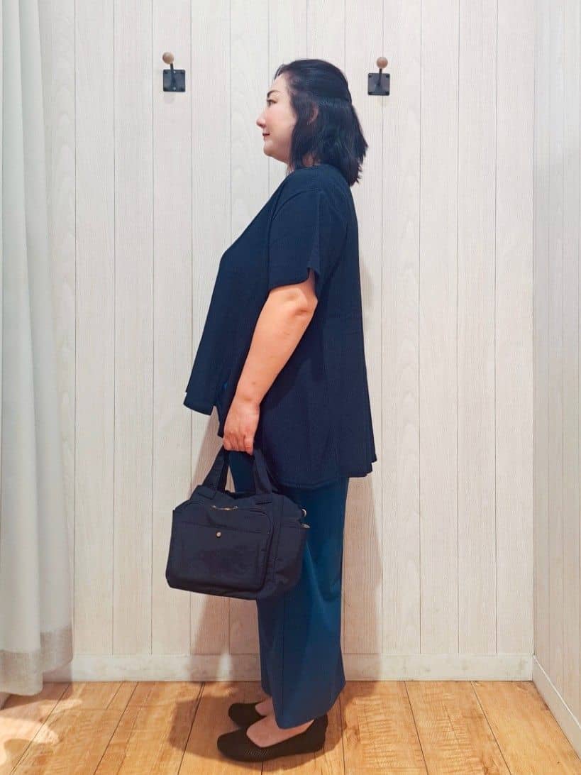 kotomiさんの「SHOO･LA･RUE｜【S-LL/洗える/体型カバー/5分袖】涼しくきれいに決まる Aライントップス」を使ったコーディネート