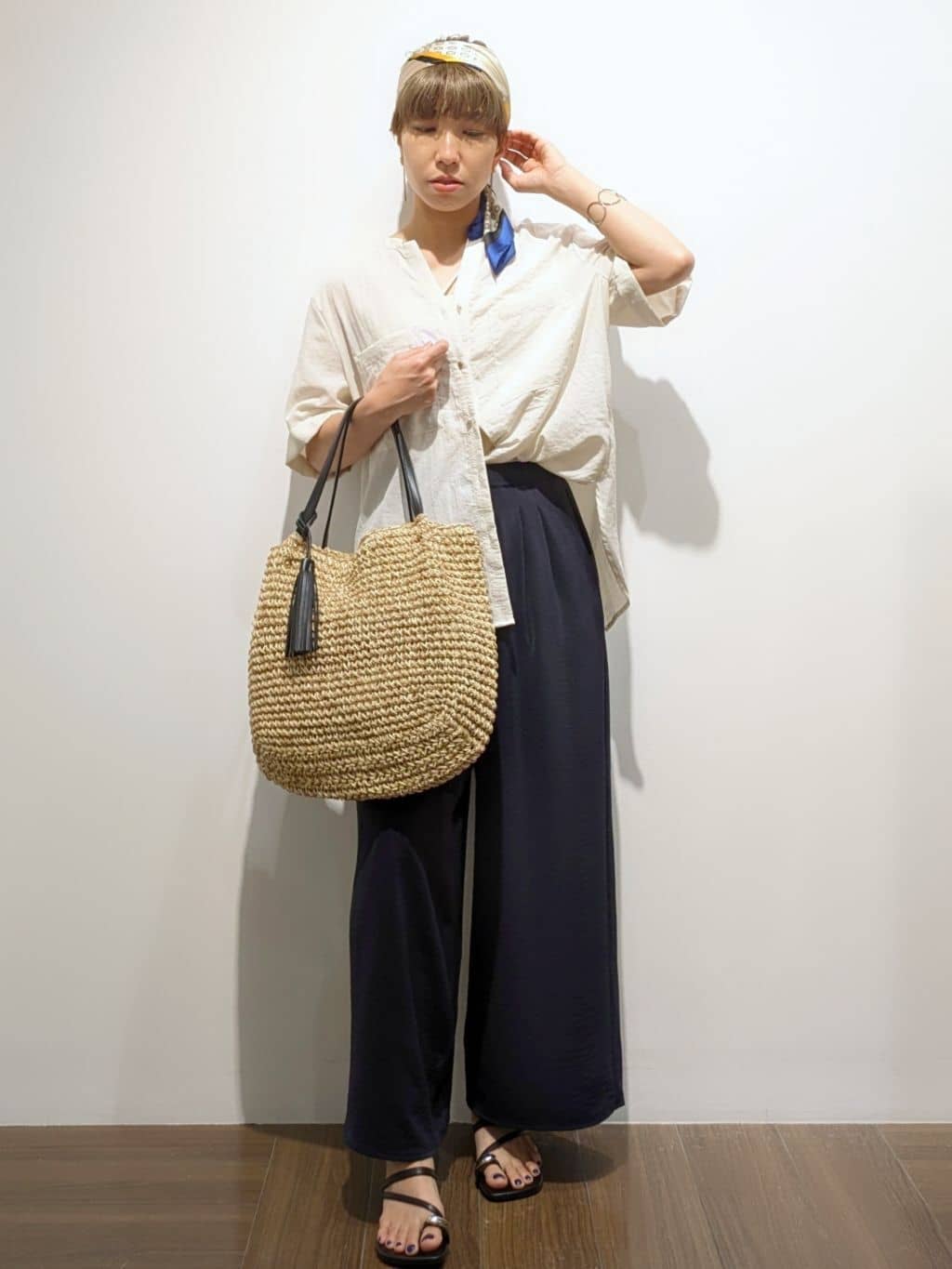 4410さんの「THE SHOP TK｜タックワイドパンツ【UV/洗濯機OK/セットUP可】」を使ったコーディネート