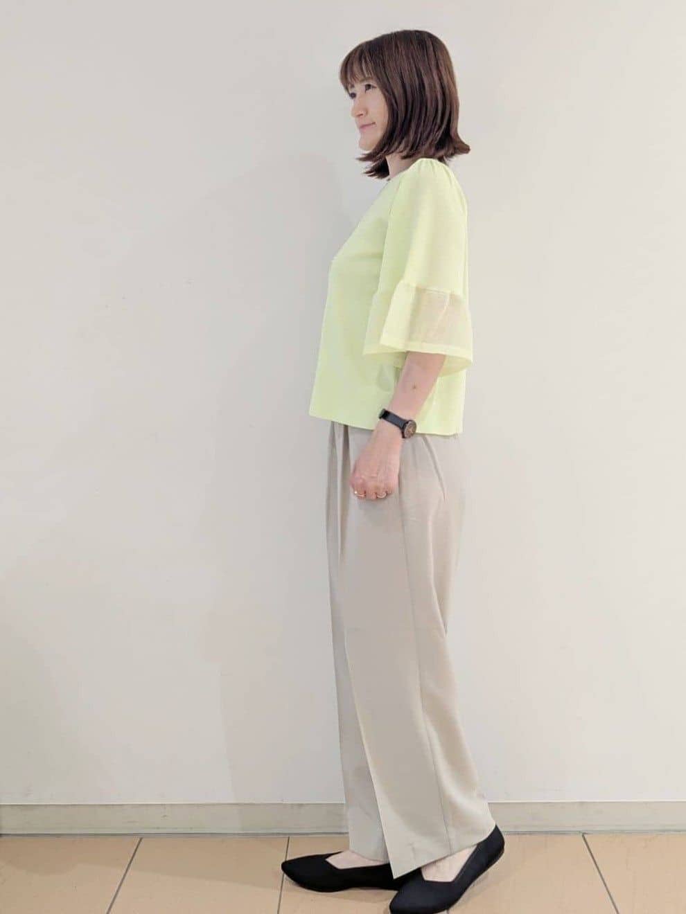 Miさんの「OPAQUE.CLIP｜《5色展開》シアーフレアスリーブニット【洗濯機洗い可】」を使ったコーディネート