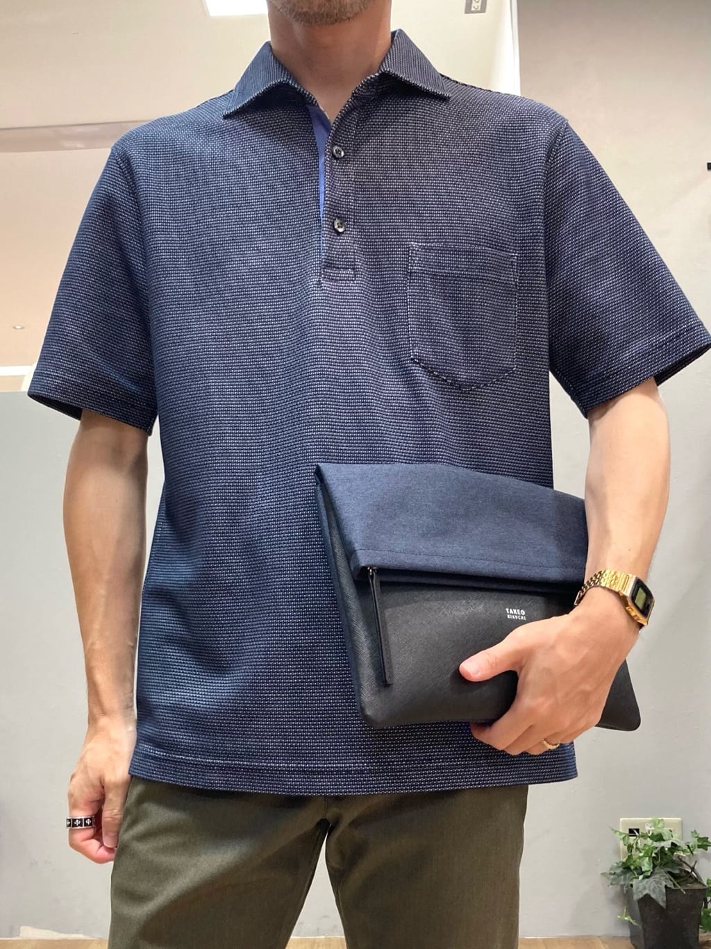 シュンさんの「TAKEO KIKUCHI｜【抗菌防臭／9色5サイズ展開】ハニカムメランジ ポロシャツ」を使ったコーディネート