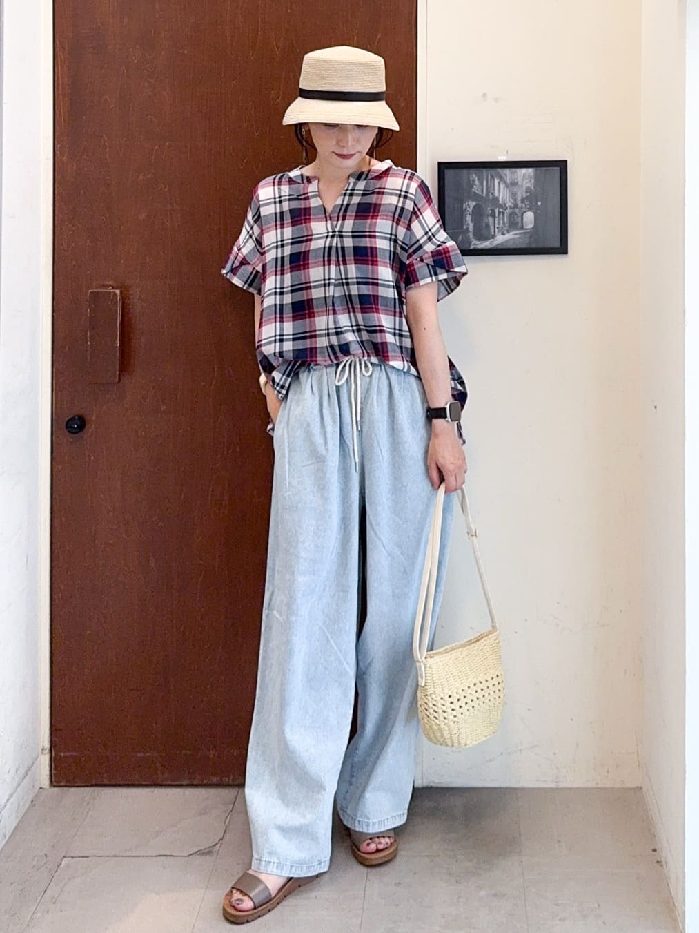 𝐇𝐢𝐫𝐨𝐦𝐢さんの「SHOO･LA･RUE｜【S-LL】きれいに体型カバー さらシャリコットン スキッパーシャツ」を使ったコーディネート