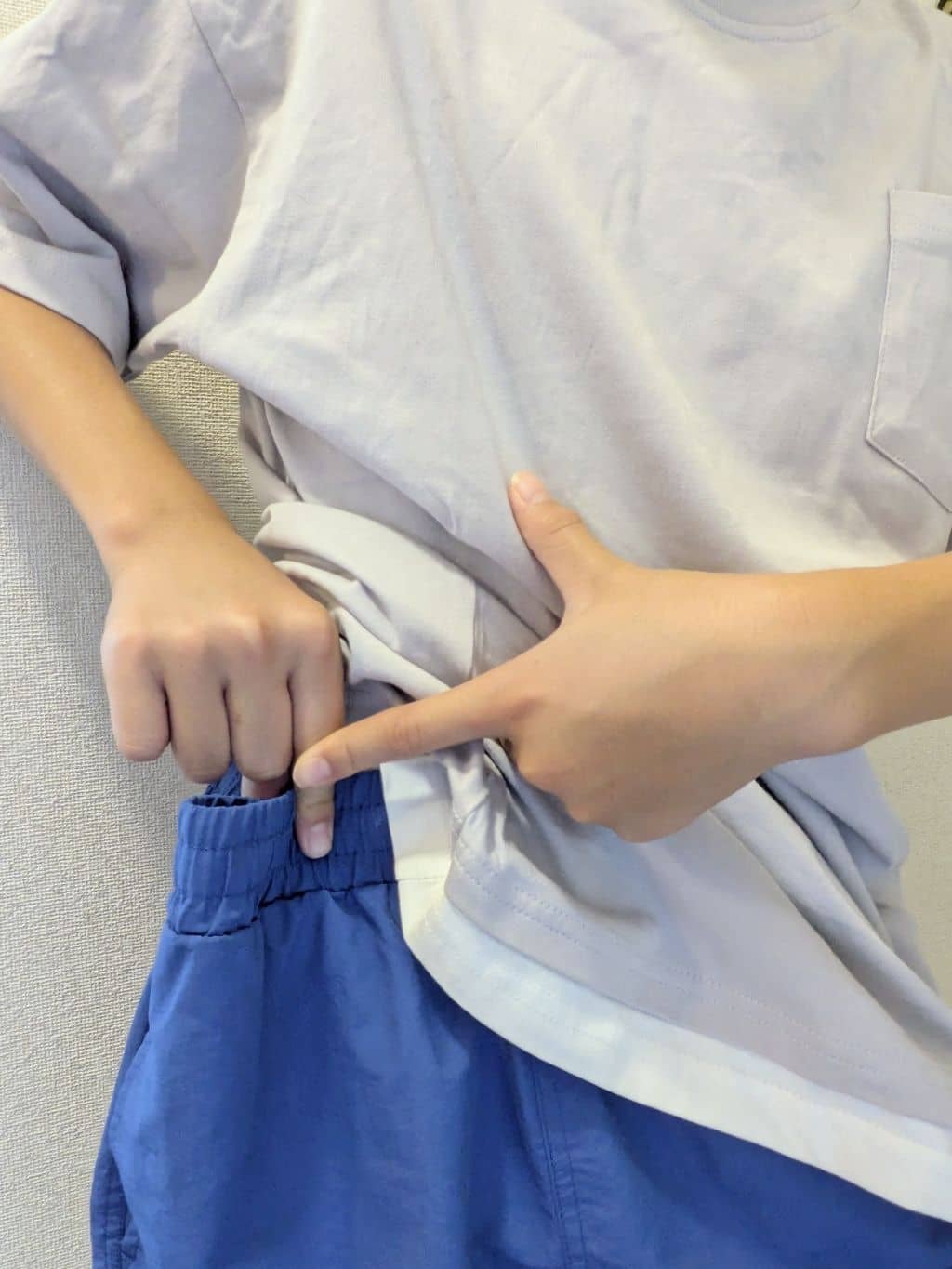 4410さんの「THE SHOP TK｜【110－160】レイヤード風半袖Tシャツ/洗濯機OK」を使ったコーディネート