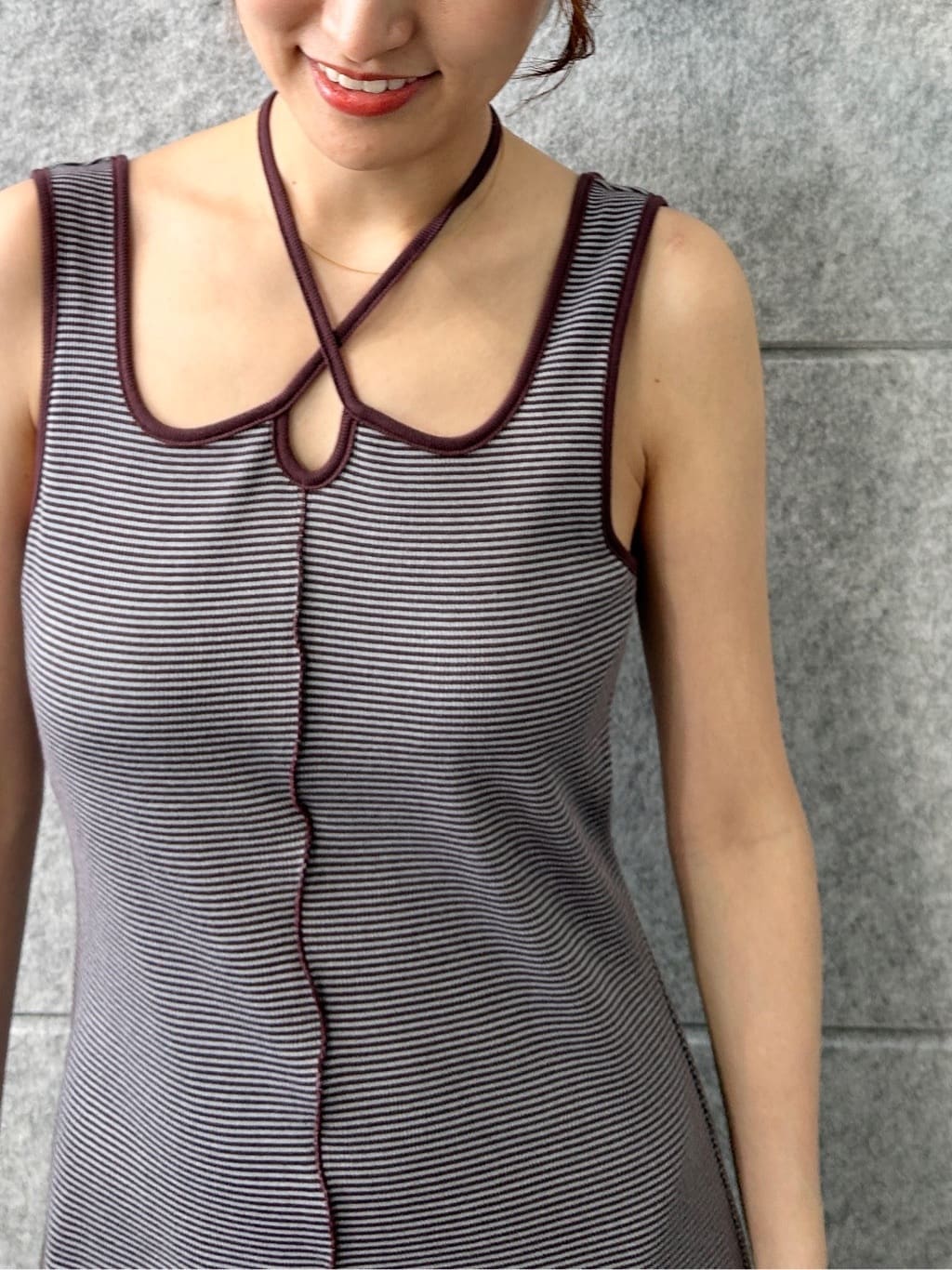 harunaさんの「CODE A｜【Cup-in】chic border jersey dress」を使ったコーディネート