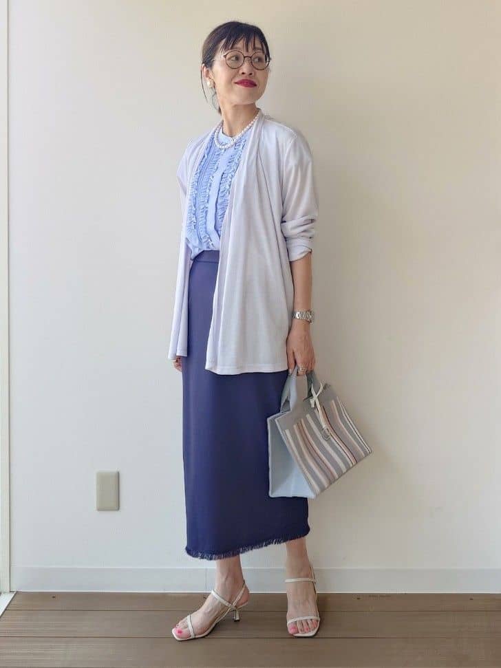 MUTSUKOさんの「UNTITLED｜◆【接触冷感/UV機能/遮熱】ジャージカーディガン」を使ったコーディネート