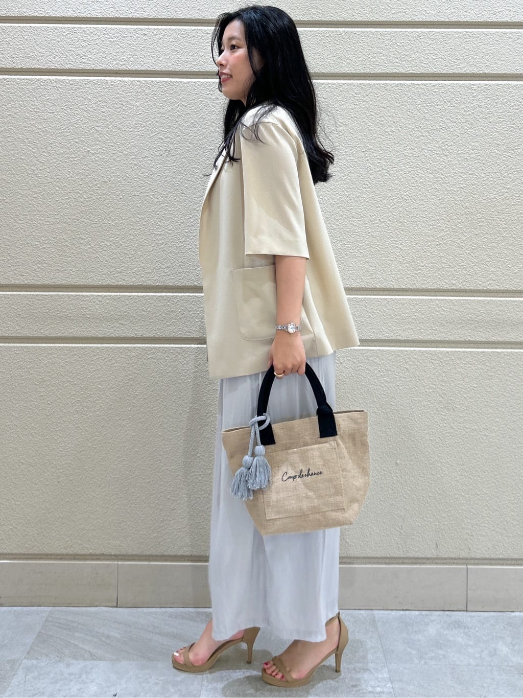 Momokaさんの「COUP DE CHANCE｜【手洗い可／日本製】五分袖ジャケット」を使ったコーディネート
