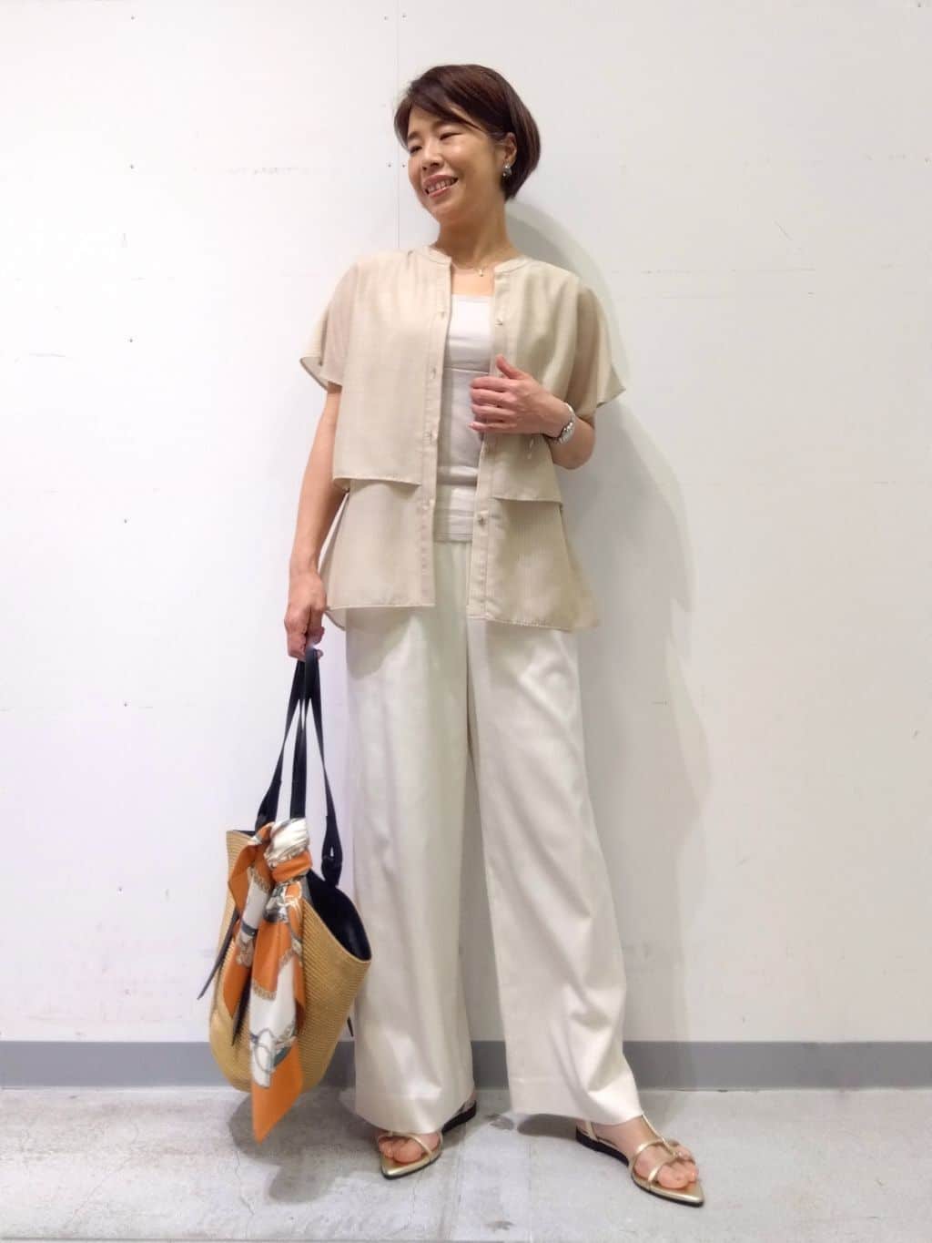 Kさんの「INDIVI｜【洗える／UVケア／SETUP可能】ドロストワイドパンツ」を使ったコーディネート