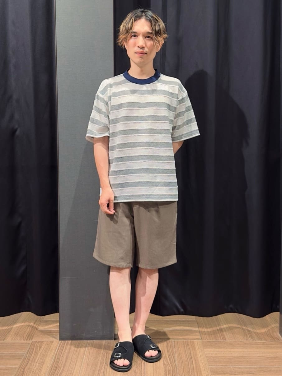 tomoyaさんの「THE SHOP TK｜変形ボーダー半袖Tシャツ【洗濯機OK】」を使ったコーディネート