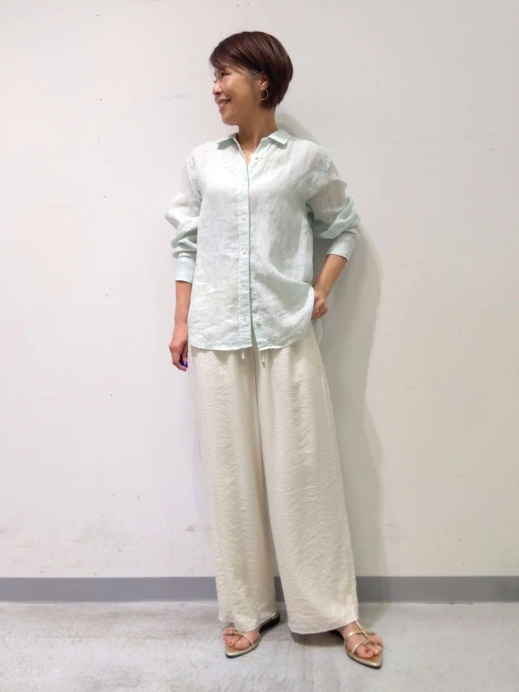 Kさんの「INDIVI｜【洗える／UVケア／SETUP可能】ドロストワイドパンツ」を使ったコーディネート