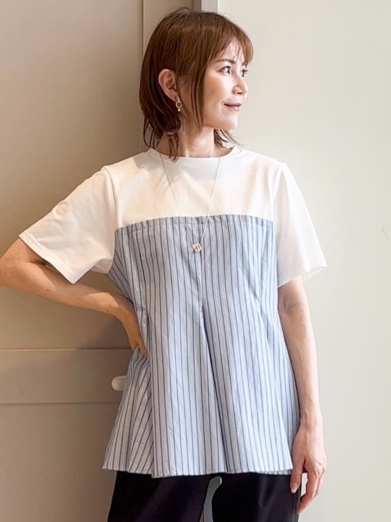 yamakoさんの「grove｜贅沢フレアーが高見え ドッキングビスチェT」を使ったコーディネート