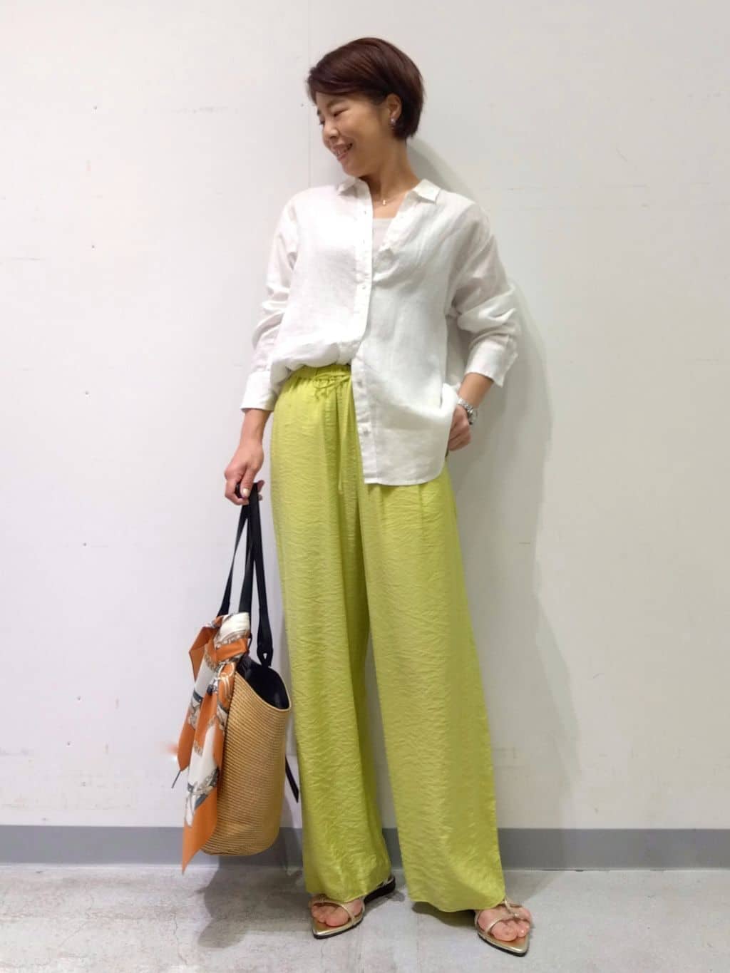 Kさんの「INDIVI｜【洗える／UVケア／SETUP可能】ドロストワイドパンツ」を使ったコーディネート