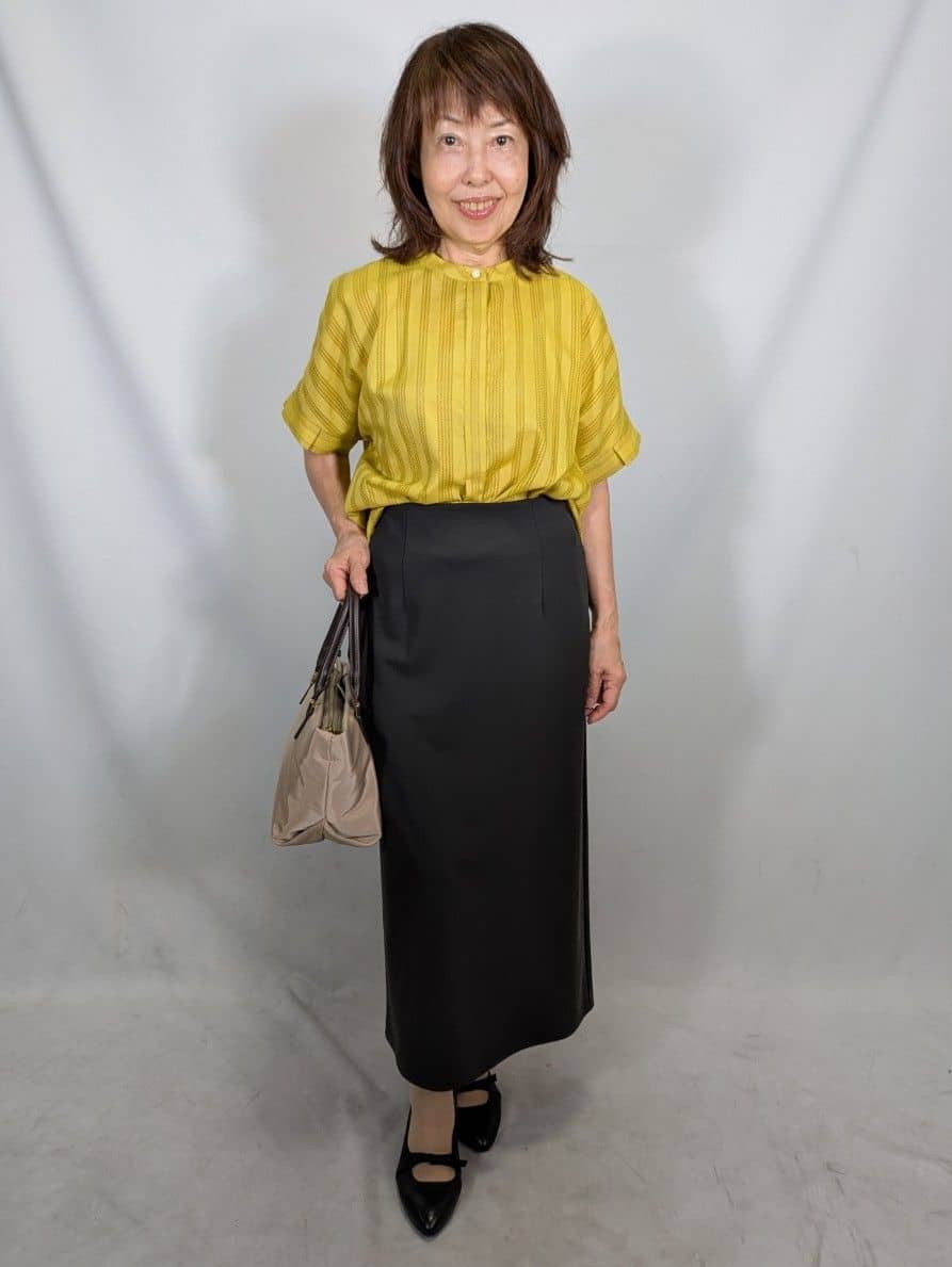 k.kazunoさんの「Reflect｜【洗える】ドビーストライプブラウス」を使ったコーディネート