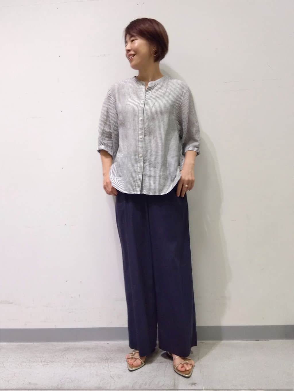 Kさんの「INDIVI｜【洗える／UVケア／SETUP可能】ドロストワイドパンツ」を使ったコーディネート