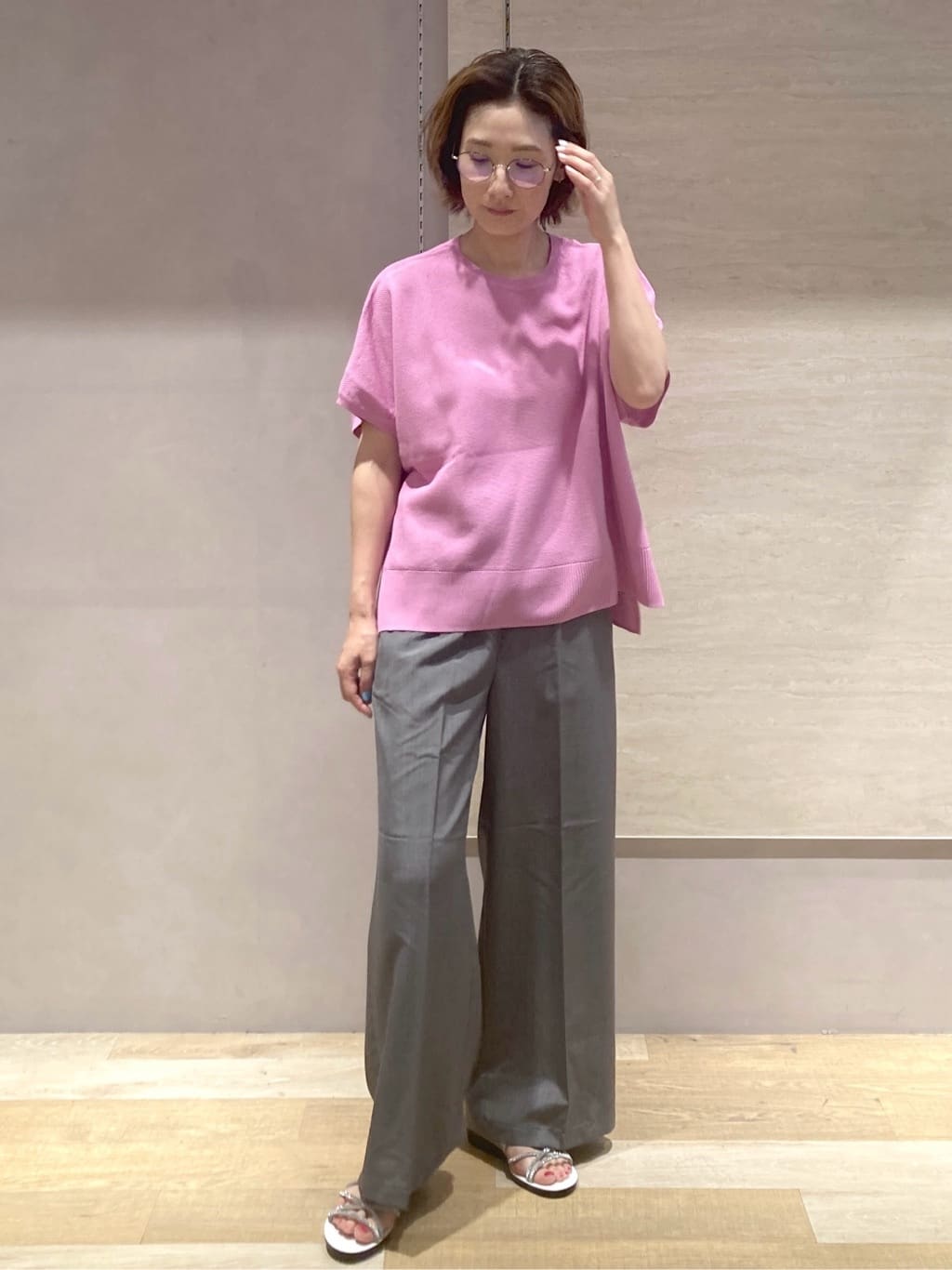 たけねぇさんの「OPAQUE.CLIP｜《5色展開／S-LLサイズ》リラクシーメッシュニット【洗濯機洗い可】」を使ったコーディネート