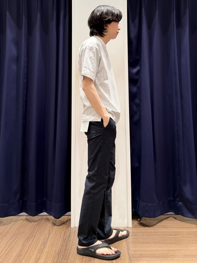 Tightさんの「THE SHOP TK｜パーフェクテックボーダー 半袖Tシャツ 吸水速乾／洗濯機OK」を使ったコーディネート