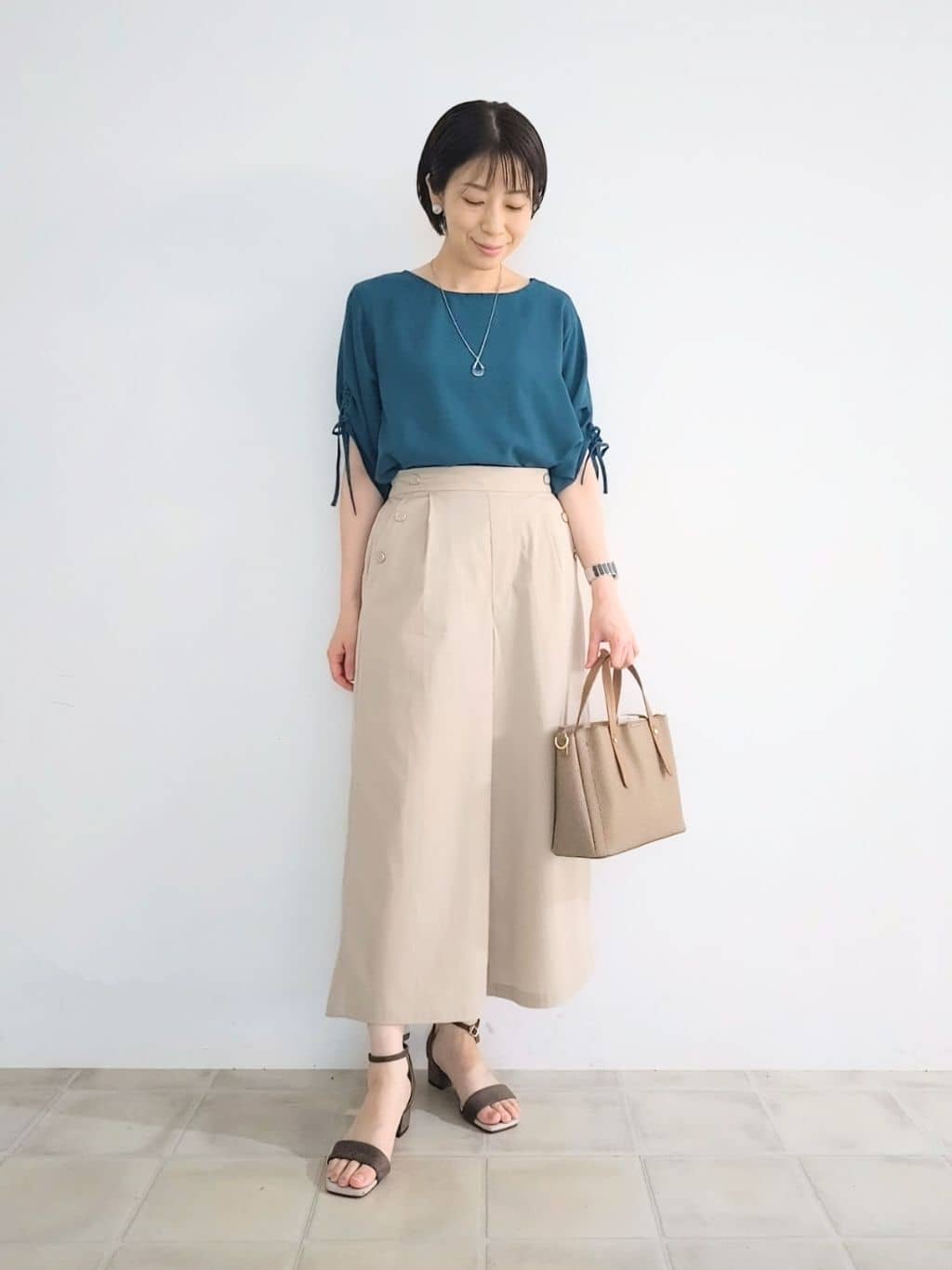 miomioさんの「SHOO･LA･RUE｜【ひんやり/UV】キレイもすっきりも叶える マリン風ガウチョパンツ」を使ったコーディネート