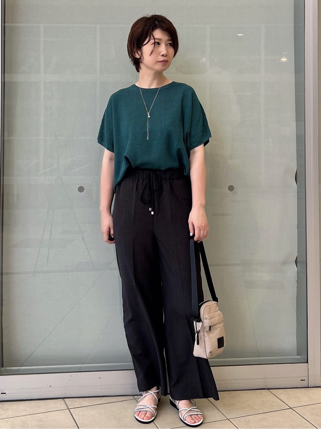 yo-koさんの「OPAQUE.CLIP｜《5色展開／S-LLサイズ》リラクシーメッシュニット【洗濯機洗い可】」を使ったコーディネート