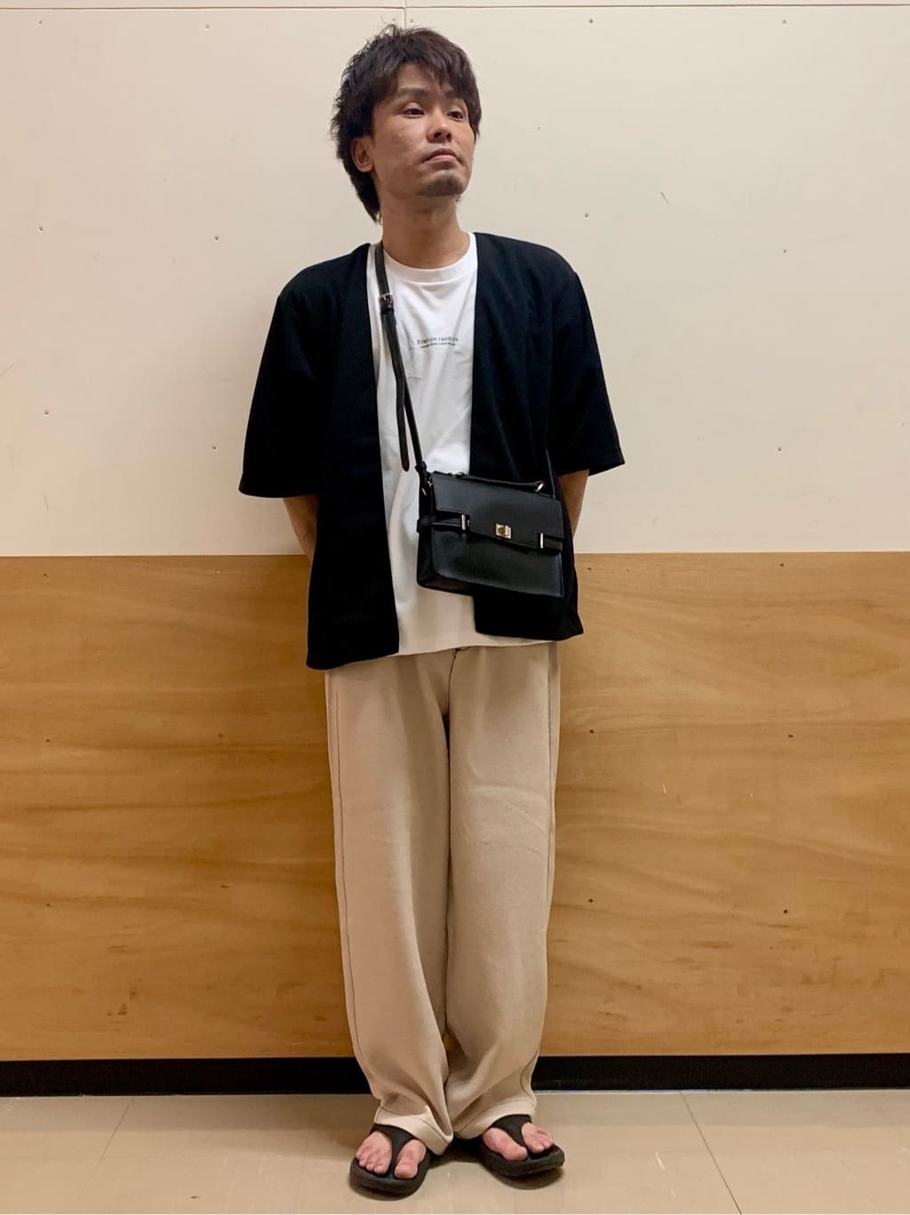 MATUさんの「THE SHOP TK｜五分袖カーディガン+半袖Tシャツセットアイテム 洗濯機OK」を使ったコーディネート