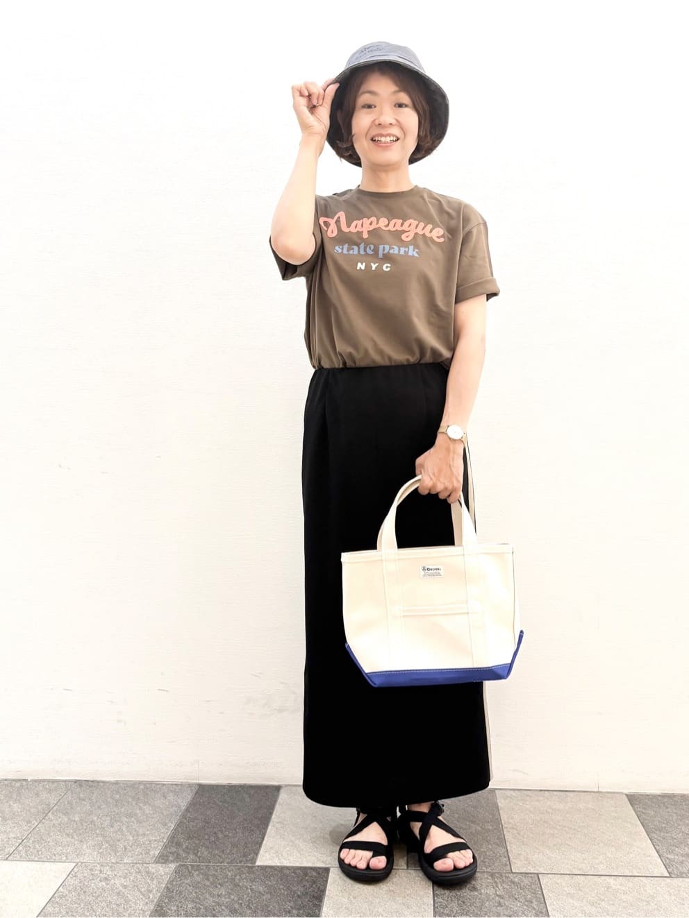 Haruさんの「Dessin｜【洗える】オーガニックコットンロゴTシャツ」を使ったコーディネート