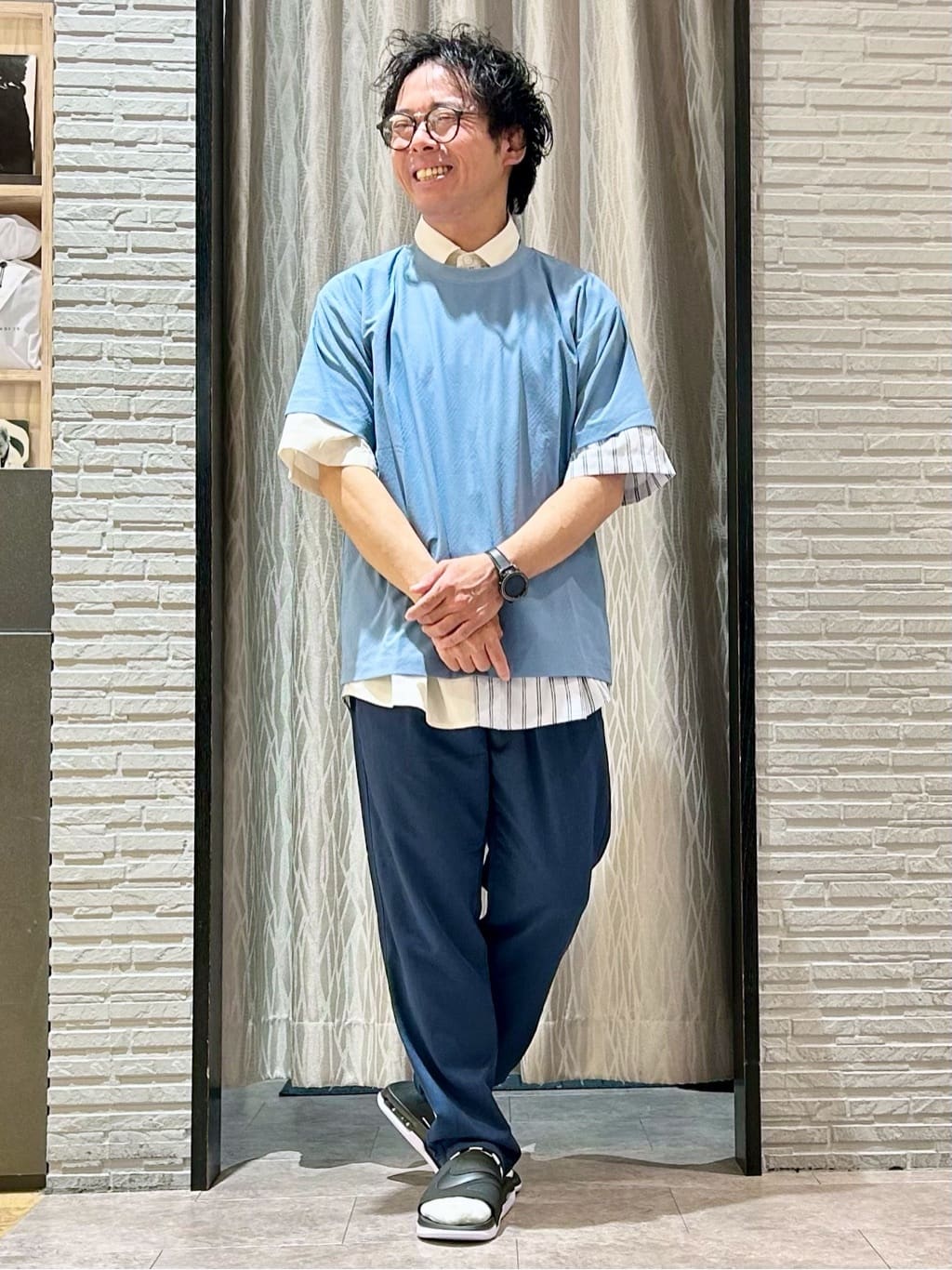 KENJI Iさんの「THE SHOP TK｜パーフェクテックリンクス半袖Tシャツ 【接触冷感／吸水速乾／UVカット／洗濯機OK】」を使ったコーディネート