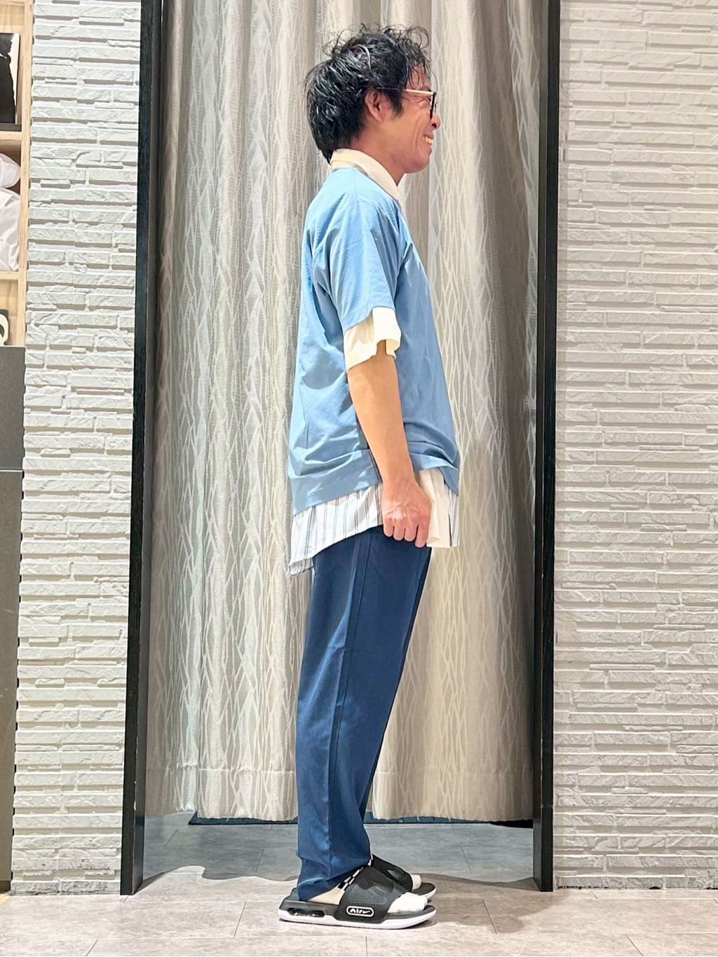 KENJI Iさんの「THE SHOP TK｜パーフェクテックリンクス半袖Tシャツ 【接触冷感／吸水速乾／UVカット／洗濯機OK】」を使ったコーディネート