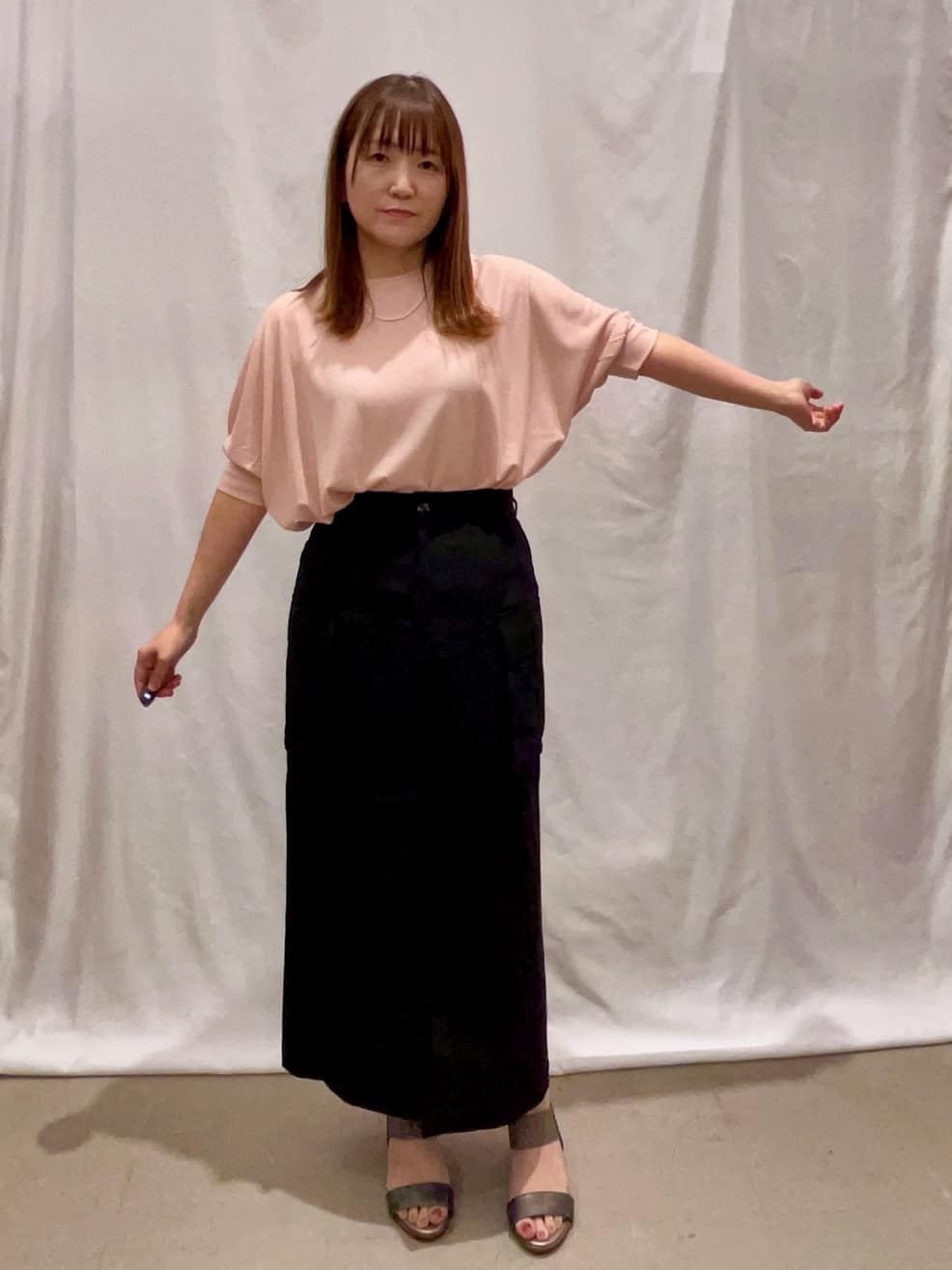ゆっきーさんの「SHOO･LA･RUE｜【S-LL】大人のきれいめカジュアルに 麻調カーゴナロースカート」を使ったコーディネート