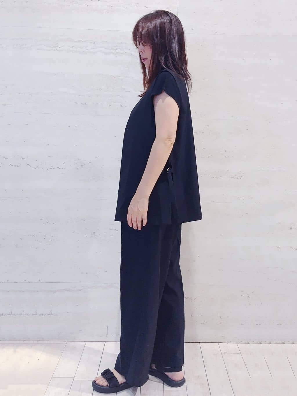 よしみさんの「OPAQUE.CLIP｜ロゴフレンチスリーブニット【洗濯機洗い可／UV／接触冷感／抗ピル】」を使ったコーディネート