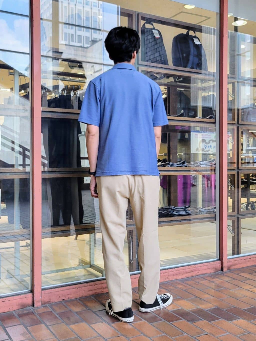 piroyaさんの「TAKEO KIKUCHI｜【抗菌防臭／9色5サイズ展開】ハニカムメランジ ポロシャツ」を使ったコーディネート