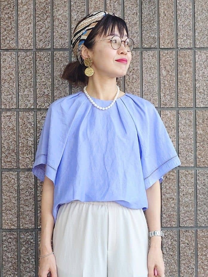 MUTSUKOさんの「UNTITLED｜【接触冷感/UVカット/ウエストゴム】センタープレスツイルパンツ」を使ったコーディネート
