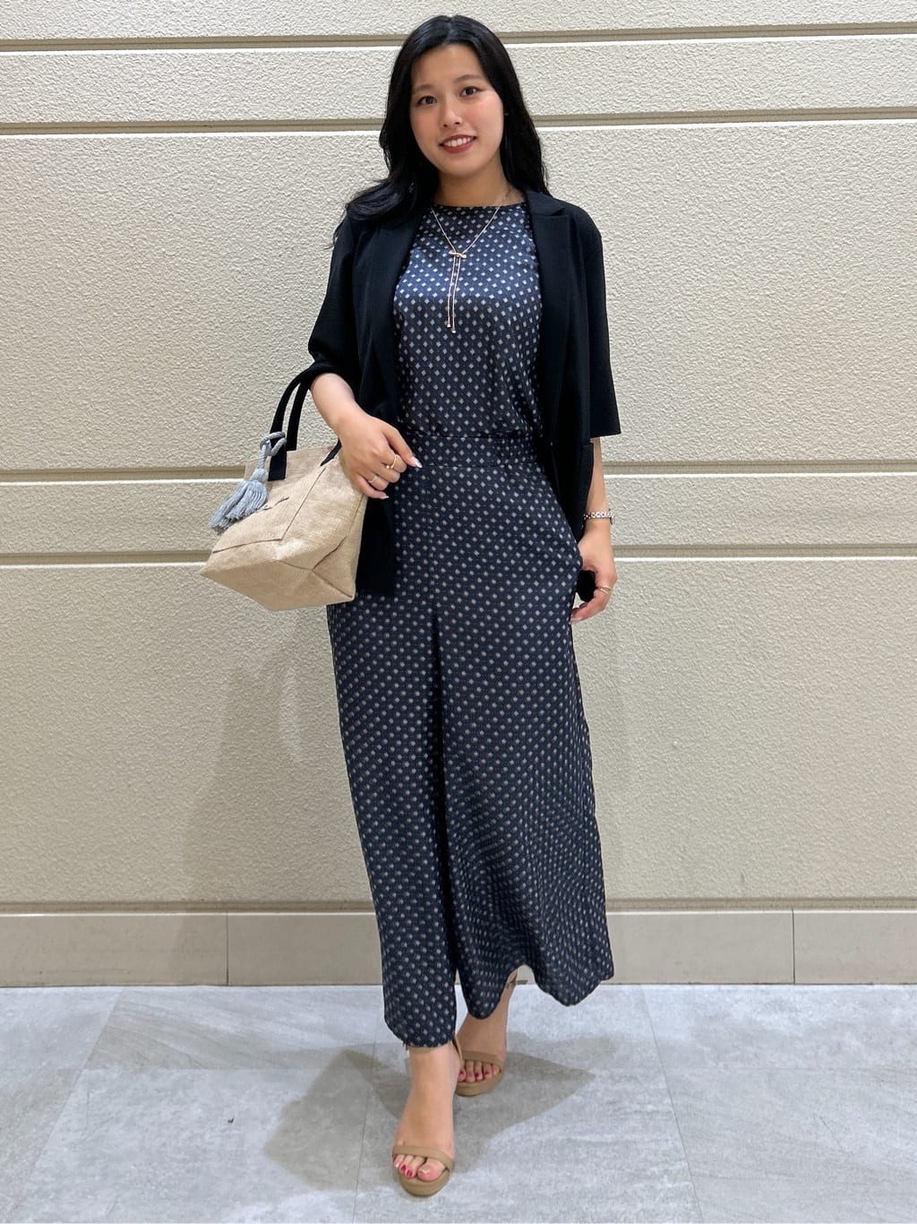 Momokaさんの「COUP DE CHANCE｜【手洗い可／日本製】小紋柄ワイドパンツ」を使ったコーディネート