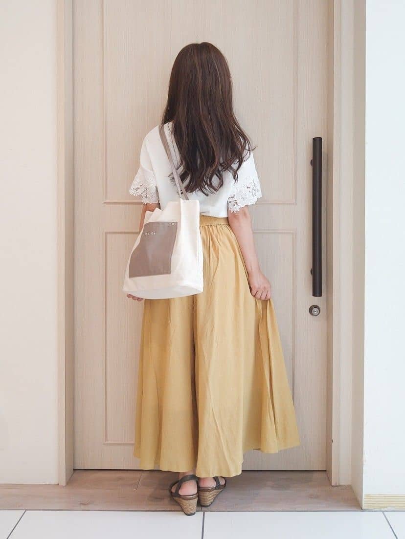 mi-saさんの「SHOO･LA･RUE｜【S-LL/ひんやり/UV/】大人上品な お袖レースニット」を使ったコーディネート