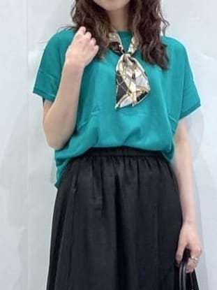 komaさんの「OPAQUE.CLIP｜麻混シアーギャザーフレアスカート【洗濯機洗い可】」を使ったコーディネート