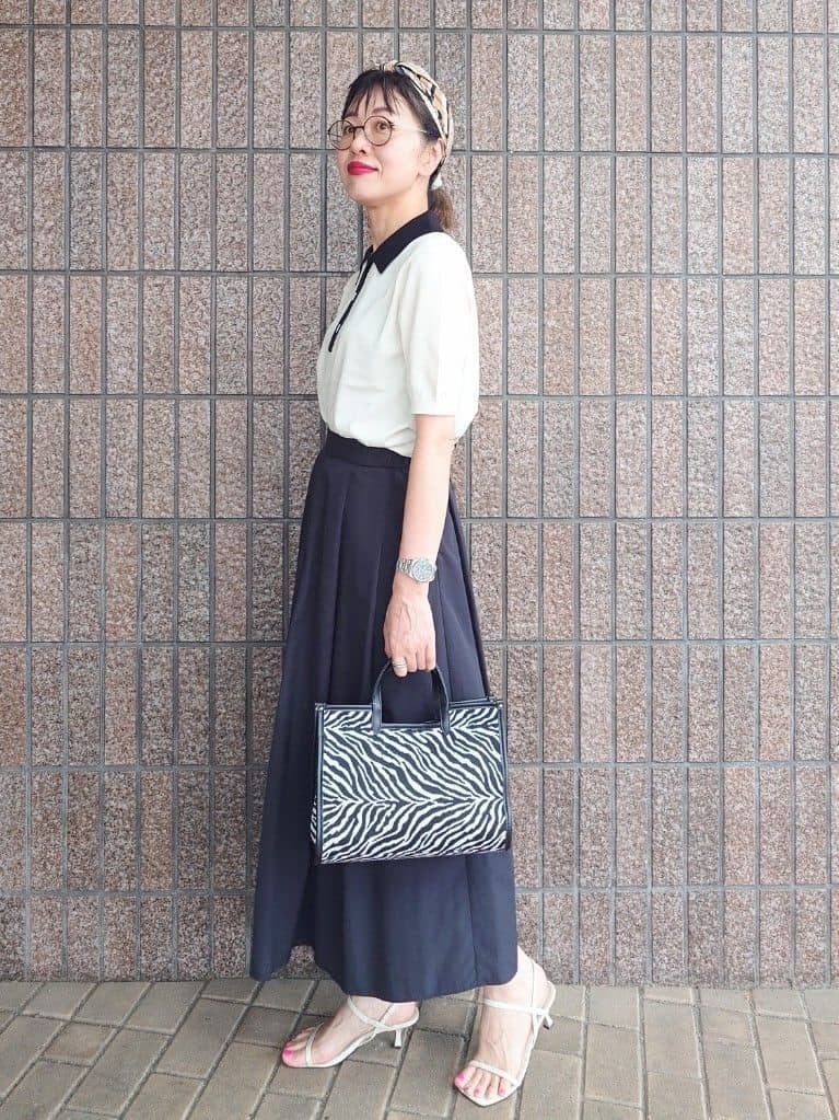 MUTSUKOさんの「UNTITLED｜【トレンド/きれいめ】5分袖ポロニット」を使ったコーディネート