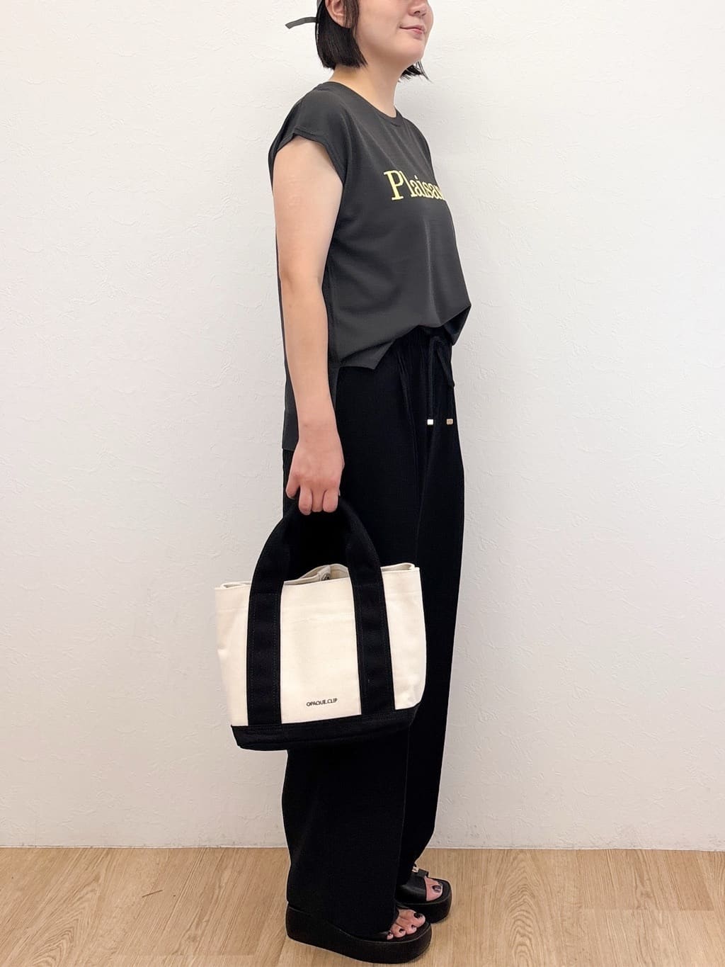 Takeさんの「OPAQUE.CLIP｜ロゴフレンチスリーブニット【洗濯機洗い可／UV／接触冷感／抗ピル】」を使ったコーディネート