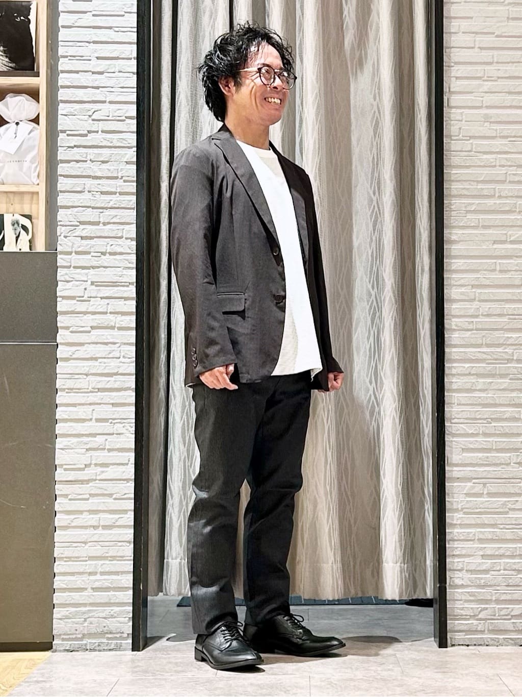 KENJI Iさんの「THE SHOP TK｜パーフェクテックボーダー 半袖Tシャツ 吸水速乾／洗濯機OK」を使ったコーディネート