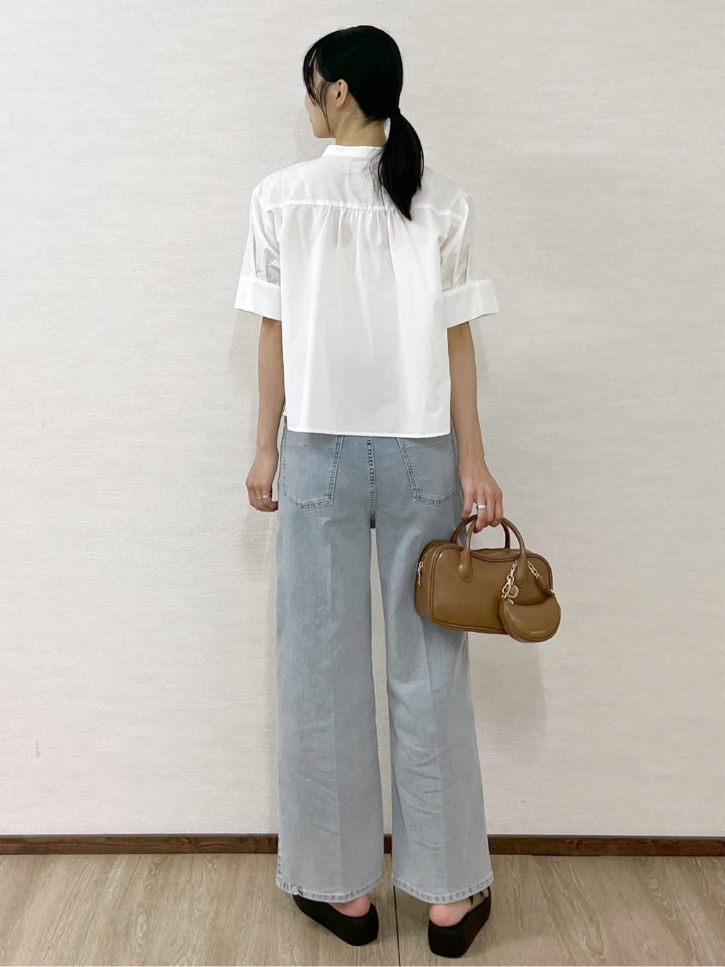 sachikoさんの「OPAQUE.CLIP｜ピンタックフレアシャツ【洗濯機洗い可】」を使ったコーディネート