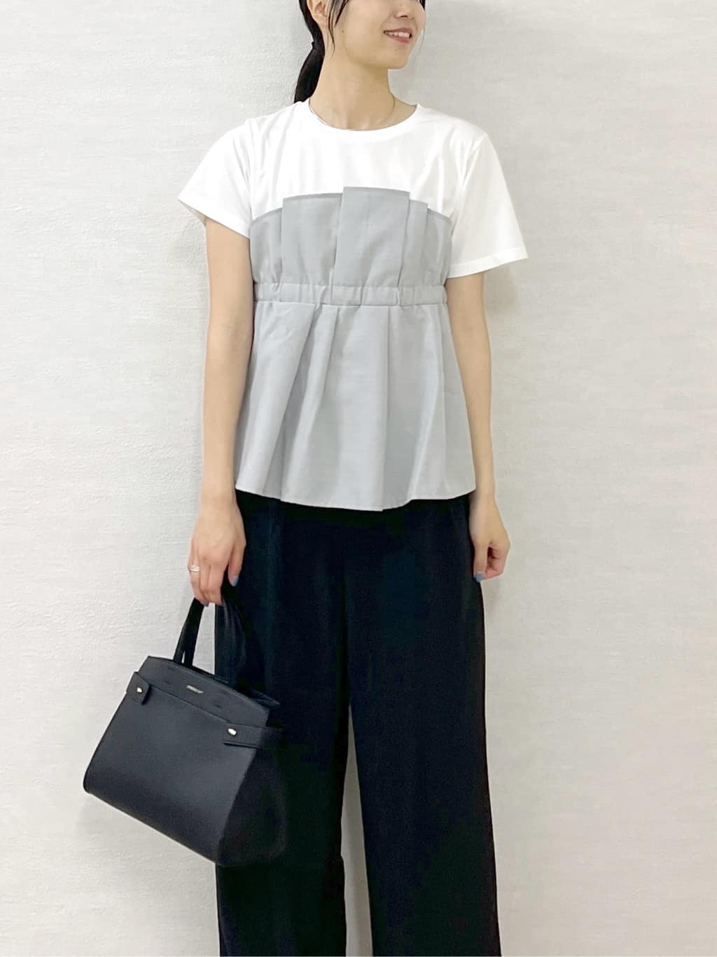 sachikoさんの「OPAQUE.CLIP｜タックビスチェドッキングカットソー【洗濯機洗い可】」を使ったコーディネート
